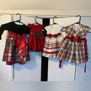 4 girls holiday dresses sizes 12 months through 3T